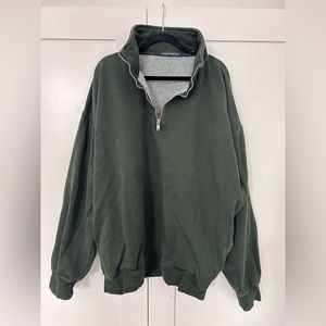 brandy melville oversized green quarter-zip sweatshirt
